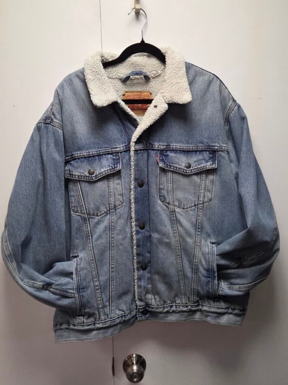 Levi's Sherpa Lined Denim Trucker Jacket Mens 2XL Light Wash Jean Jacket